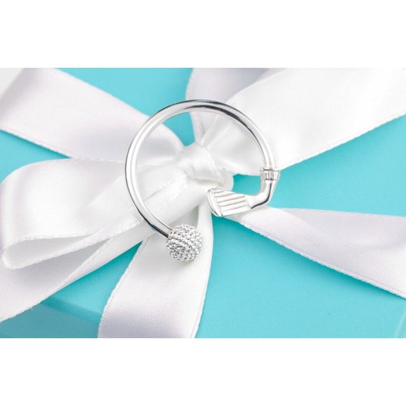 Tiffany & Co. Golf Keyring Golf Ball and Club Keychain in Sterling Silver 35mm - Picture 5 of 9